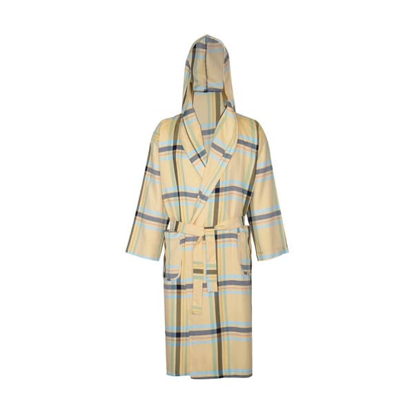 حوله پالتویی نخی اعلا چهارخانه زرد