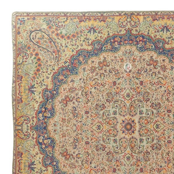 رومیزی ترمه طرح ماندانا – رنگ کرم – ابعاد 97 در 97