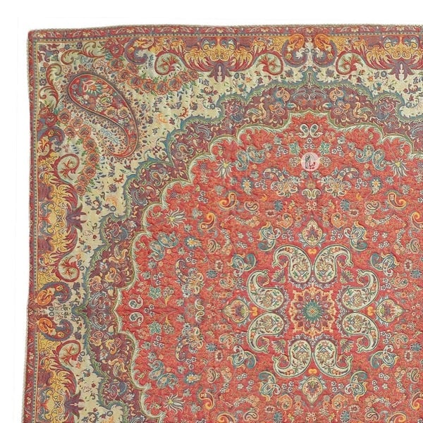 رومیزی ترمه طرح ماندانا – رنگ قرمز – ابعاد 97 در 97