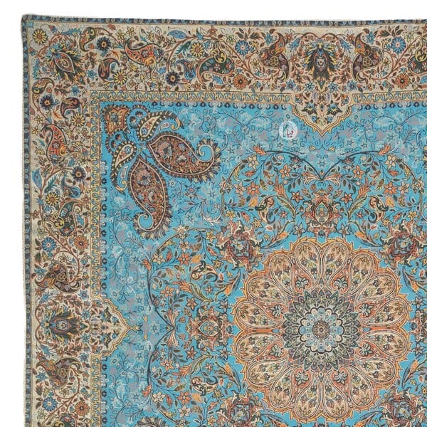 رومیزی ترمه طرح افشاری – رنگ آبی – ابعاد 97 در 97