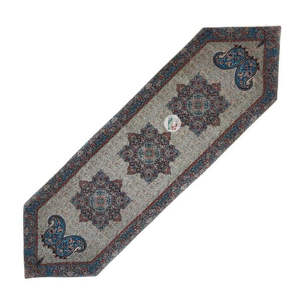 ست 5 تکه رومیزی ترمه طرح آذر – رنگ لمه (نقرهای)