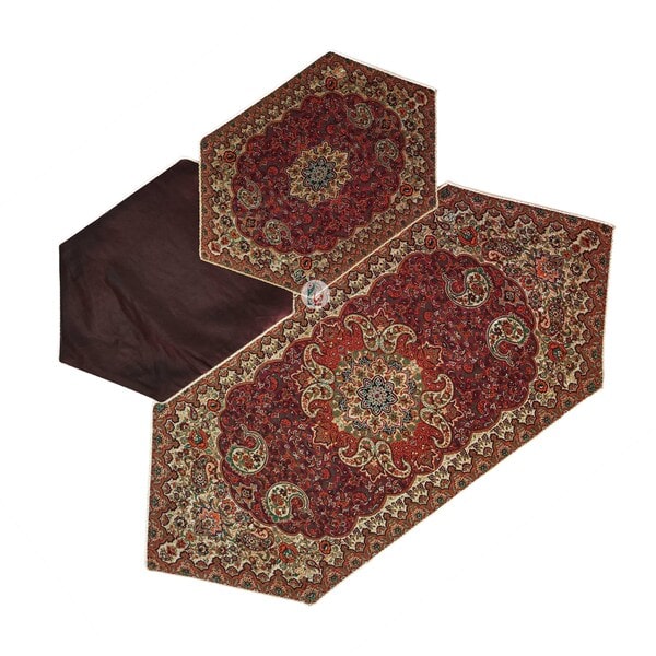 ست 5 تکه رومیزی ترمه طرح ونوس – رنگ زرشکی