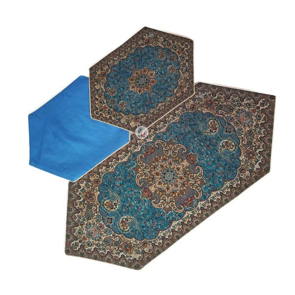 ست 5 تکه رومیزی ترمه طرح ونوس - رنگ آبی - Image 3