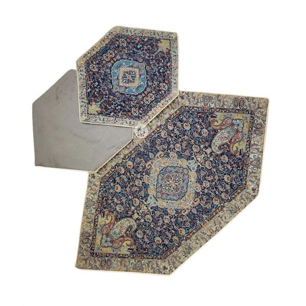 ست 5 تکه رومیزی ترمه طرح چهل ستون – رنگ سرمهای