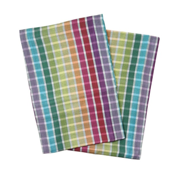دستمال مایکروفایبر - طرح رنگین کمان چهارخانه - بسته 2 عددی