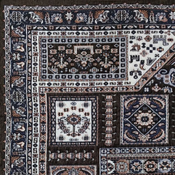 روفرشی مخمل دوشانل – طرح خشتی قهوه‌ای