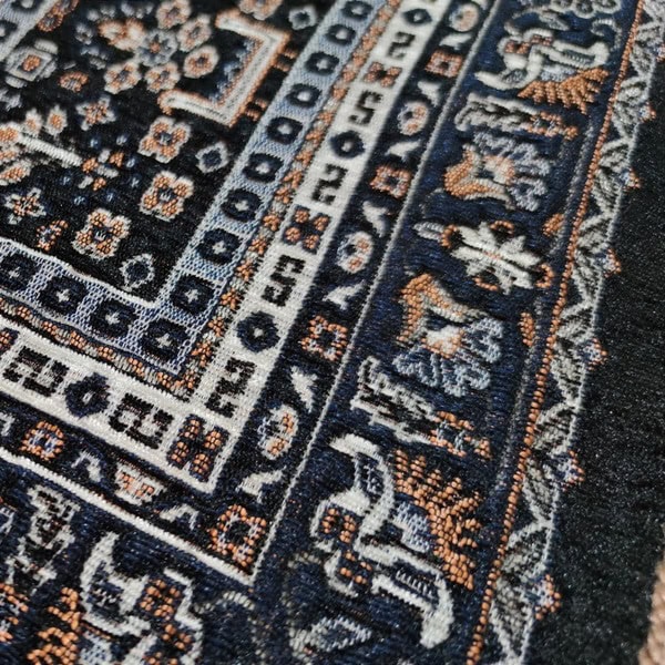 روفرشی مخمل دوشانل – طرح خشتی سرمه‌ای