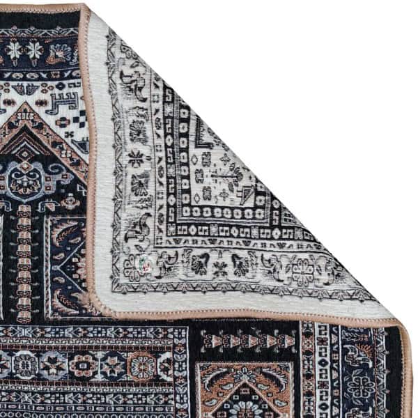 روفرشی مخمل دوشانل – طرح خشتی سرمه‌ای