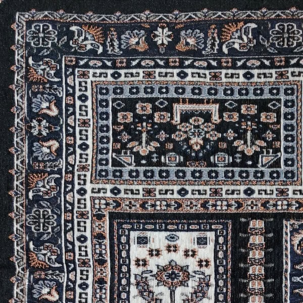 روفرشی مخمل دوشانل – طرح خشتی سرمه‌ای