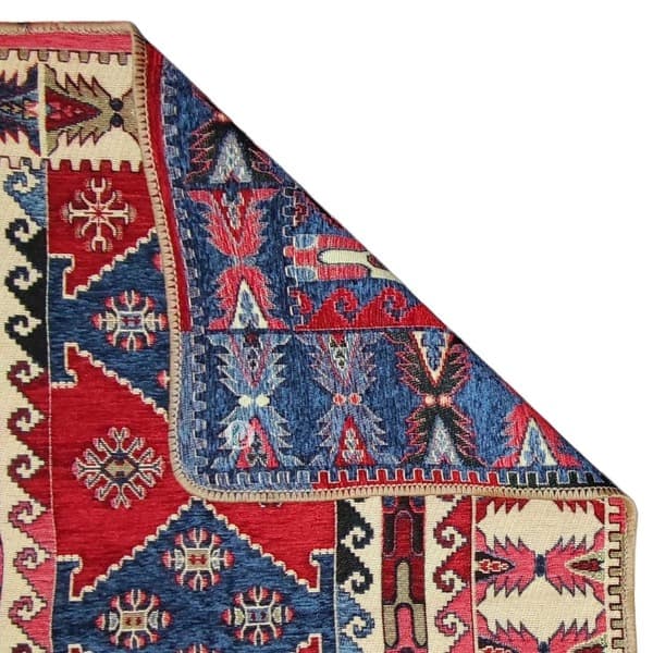 روفرشی مخمل دوشانل – طرح ترکمن آبی