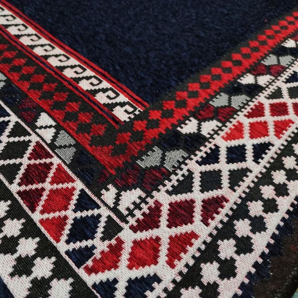 روفرشی مخمل دوشانل – طرح بختیاری سرمه‌ای