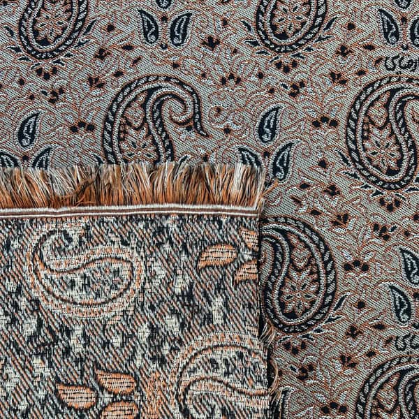 پارچه ترمه پلی استری طرح زنبق – رنگ کرم (واحد 1 متری)