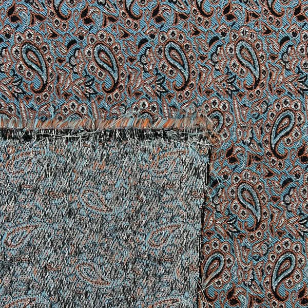 پارچه ترمه پلی استری طرح آناهیتا – رنگ آبی (واحد 1 متری)