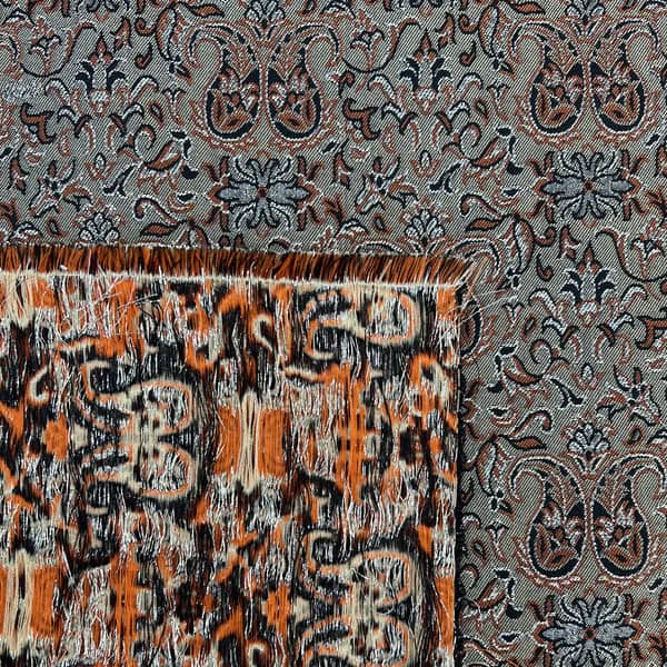 پارچه ترمه پلی استری طرح بهاران – رنگ کرم (واحد 1 متری)