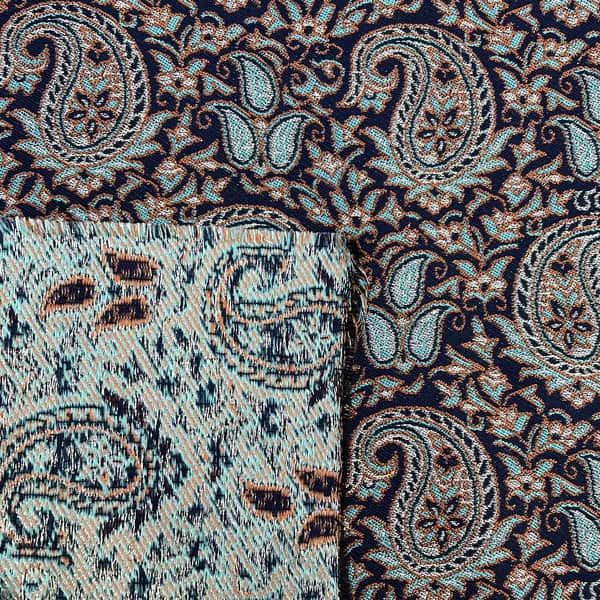 پارچه ترمه پلی استری طرح زنبق – رنگ سورمهای (واحد 1 متری)