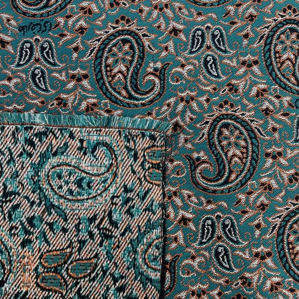 پارچه ترمه پلی استری طرح زنبق – رنگ سبز (واحد 1 متری)