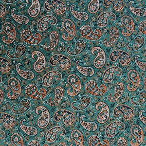 پارچه ترمه پلی استری طرح نسترن - رنگ سبز