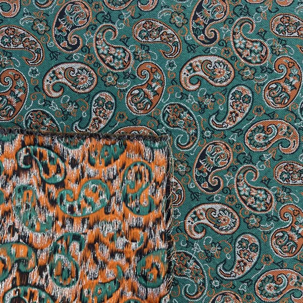 پارچه ترمه پلی استری طرح نسترن – رنگ سبز (واحد 1 متری)