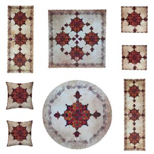 ست هشت تکه رومیزی مخمل طرح کتیبه