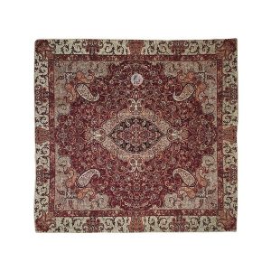 رومیزی ترمه طرح چهل ستون - رنگ زرشکی - ابعاد 95 در 95