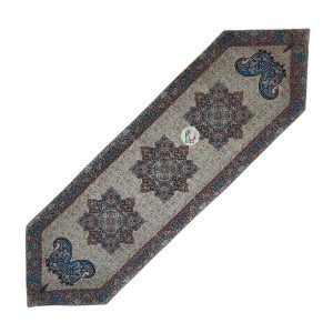 رانر ترمه طرح آذر- رنگ سرمه‌ای - ابعاد 154 در 45