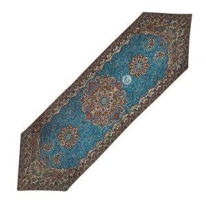 رانر ترمه طرح ونوس - رنگ آبی - ابعاد 154 در 47