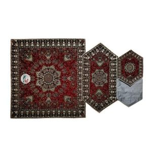 ست 4 تکه رومیزی ترمه طرح بهار - رنگ زرشکی