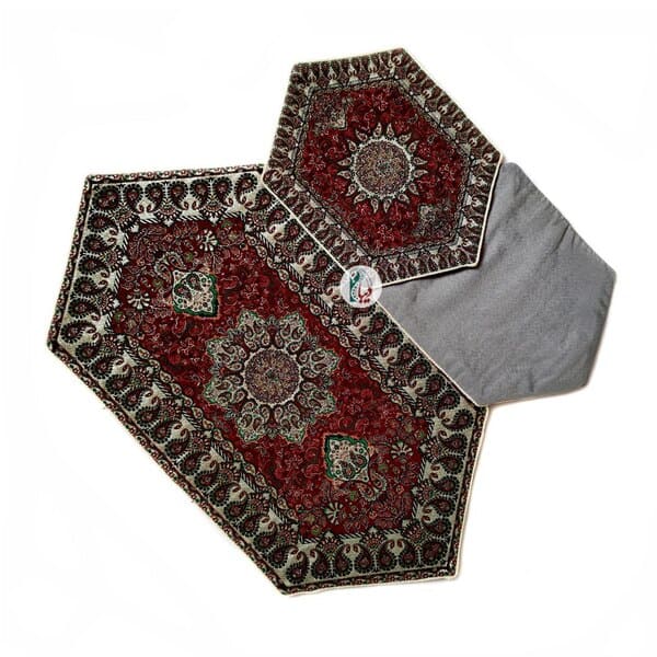 ست 4 تکه رومیزی ترمه طرح بهار – رنگ زرشکی