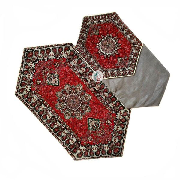 ست 4 تکه رومیزی ترمه طرح بهار – رنگ قرمز